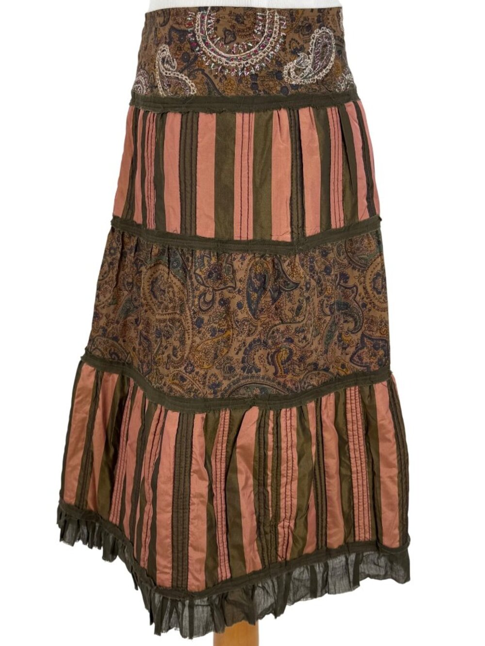 VTG 90s NWT Solstice Blazer & Tiered Skirt Set S Paisley Striped Steampunk Boho - Picture 7 of 16